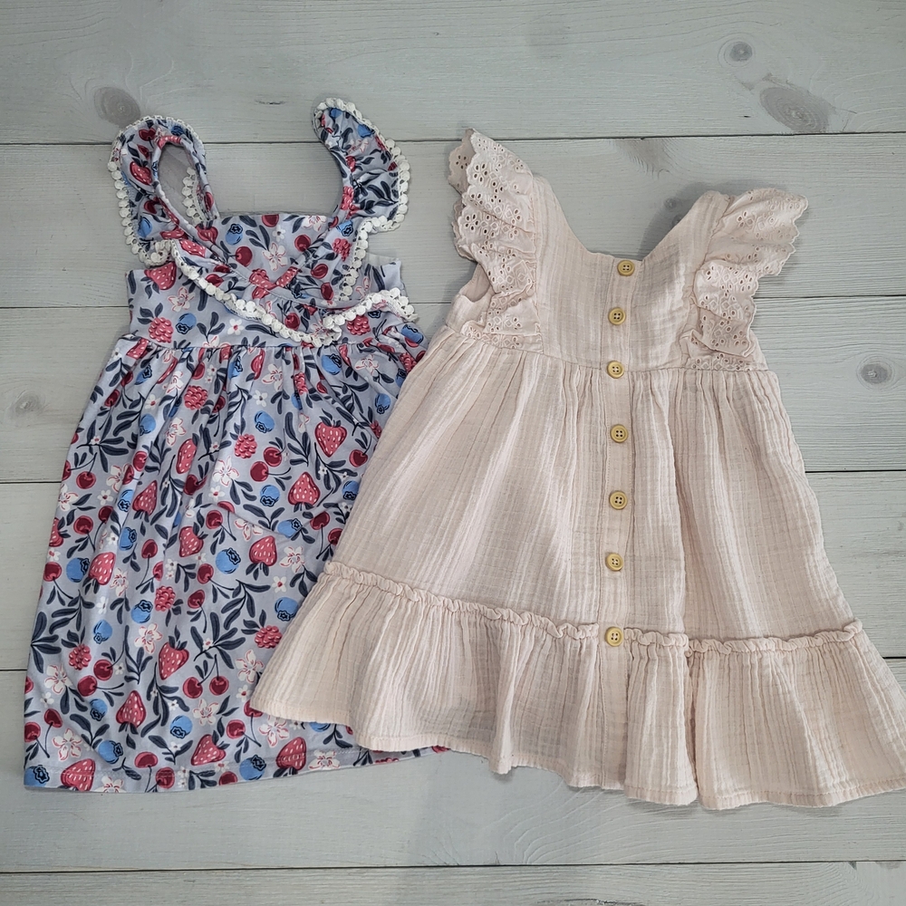 Tommy Bahama Rachel Ashwell Toddler Dresses Set Fruit Floral Cotton Ruffle.